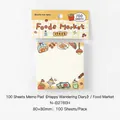 100 sheets doodle style memo pad with Foods Market illustrations 80x80mm - Food Market / Pack of 100
