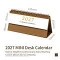 Mini-Horizontal-Tischkalender 2027 in Hellbraun mit Maßangaben für die Büroplanung - 2027 Horizontaler Mini Tischkalender (XS19781) / Braun