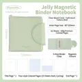 Green jelly magnetic loose-leaf binder with 5 holes and premium inner pages. - Jelly Magnetic Loose-Leaf Notebook / 62 Sheets / Light Green
