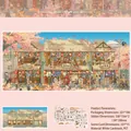 Set de pegatinas de paisaje de ciudad sakura japonesa con dimensiones y especificaciones - Ciudad de los Cerezos Mercado Japonés