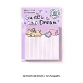 Cute bear themed 80x80mm sticky notes 60 sheets lavender memo pad for journaling - Dreamy Bear / 60 Sheets / Purple (Dreamy Bear)