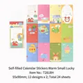 Set of 24 cute hand-drawn monthly calendar stickers for DIY journaling, 55x90mm size - Pack of 24 / Cozy Moments