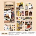 Comprehensive 70-piece multi-material DIY scrapbooking kit with aesthetic stickers and cards - Lazy Time (Brown)