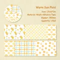 Flora-Gather series washi tape with warm yellow plaid and flower patterns - 1 Roll / Warm Sun Grid