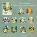 Retro forest scenery DIY sticker set on white kraft paper for journaling and crafts - Pack of 20 / Forest Birdsong