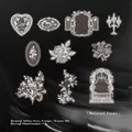 Elegant vintage white lace PET stickers for creative journaling and DIY scrapbooking - Floral Letter / Pack of 20