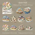 Retro decorative scenery stickers featuring 3D oil painting village designs - Pack of 20 / Quiet Path