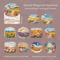Vintage oil painting landscape stickers 20pcs white kraft paper 10 unique designs - Pack of 20 / Butterfly and Floral