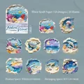 Ozean-Serie Weißes Kraftpapier DIY-Sticker-Set mit 10 Vintage-Designs 20 Stück - 20er Pack / Tiefseegeflüster
