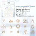 Vintage style girl sticker pack with gold line art crown stardust theme for scrapbooking - 30 Sheets / Crown Adorned With Stardust