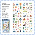 Ocean Delight wasserfeste PET-Aufkleber mit niedlichen Sommer-Strand-Illustrationen 4 Blatt-Set - Meeresfreude
