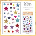 Shining Starry River glitter resin star and heart stickers for DIY journal decor - Radiant Galaxy / 1 Sheet