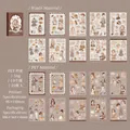Vintage French style cafe girl character sticker book set, 20 Washi and PET sheets - Cafe Girl / 20 Sheets