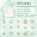 Pack de stickers rétro Dream Swing Courtyard avec traits dorés pour le scrapbooking - 30 Feuilles / Cour Tremblante de Rêve