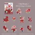Σετ 10 αυτοκόλλητα PET με κόκκινο τριαντάφυλλο για διακόσμηση και scrapbooking - Κόκκινο Τριαντάφυλλο / 10 Τεμάχια
