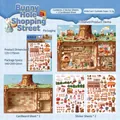 DIY secret base sticker set with cute rabbit characters and miniature shop scenes - Rabbit Hole Street