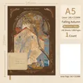 A5 hardcover notebook with vintage landscape art and gilded edges, Autumn theme - Falling Autumn