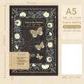 Vintage A5 hardcover notebook with butterfly floral pattern and gold foil details - Cosmic Dwell