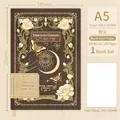 Vintage A5 hardcover notebook with gold foil butterfly and moon design, 288 blank pages - Dust Shedding
