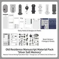 Vintage manuscript style scrapbook kit including 20 sheets of washi stickers and papers. - Vintage Manuscript (XS19652) / 20 Pieces / Silver Salt Memory