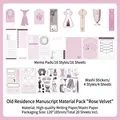 Retro rose velvet theme washi sticker and memo pad set for vintage scrapbooking decoration - Vintage Manuscript (XS19652) / 20 Pieces / Rose Velvet