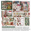 Vintage Christmas stationery gift set with scrapbooking stickers and note paper - Christmas Carol (Green)