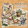 100pcs retro butterfly scrapbooking paper sheets with vintage botanical flower patterns - Butterfly Whispers (Yellow) / Pack of 100