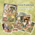 Vintage forest fairy tale scrapbook paper set with 100 sheets for journal decoration - Forest Fairy Tales (Green) / Pack of 100
