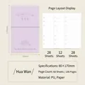 Minimalist lavender A6 loose-leaf notebook with PU cover and mixed inner pages - 68 Pieces/Pack / Purple