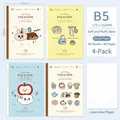 Set of 4 B5 cartoon notebooks for students, 80 pages each with lined inner sheets - Fluffy Daily / 4-book Set