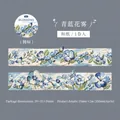 Floral embroidery style washi tape roll for DIY scrapbooking decoration, 35mm x 2m long - Blue Floral Mist