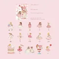 Adesivi in PET serie Tea Party Girl con 15 delicati disegni di ragazze fatti a mano - Tesoro / 30 Fogli