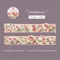 Pink rose embroidery style washi tape for journaling and DIY scrapbooking decoration - Pink Rose