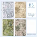 4-pack of vintage floral B5 notebooks with glue binding and 80 lined pages for school - Flower & Cedar Corner / 4-book Set