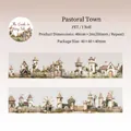 Decorative PET tape featuring pastoral town and fairy tale castle for journaling - Pastoral Town