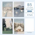 B5 cartoon notebook set of 4 with 80 lined pages each, 178x252mm creative stationery. - Exclusive Elegant Season / 4-book Set