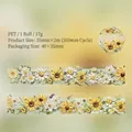 Decorative 3D relief PET tape featuring oil painting style sunflowers and daisies - Sunny Golden Cluster / 35mm x 2m (350mm Loop)