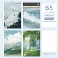 B5 nature themed notebook set of 4 with wireless glue binding and lined pages - When the Sea Wind Rises / 4-book Set