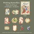 Adesivi vintage farfalla e libellula in carta kraft, 20 fogli per scrapbooking - Farfalla dei Desideri