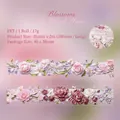 Ruban adhésif décoratif en PET avec texture de peinture à l'huile de roses roses - Rose Rose Douce / 35mm x 2m (350mm Cycle)