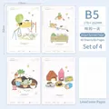 Set of 4 B5 cartoon cat notebooks featuring 80 pages of lined inner paper for students - Cat's Day / 4-book Set