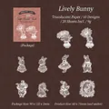 Vintage tracing paper sticker pack featuring delicate lace rabbit designs for DIY crafts - 20 Sheets / Active Rabbit