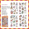 Cute cartoon animal stickers for DIY journaling, 4 sheets of PET material decals. - Surprise Delivery