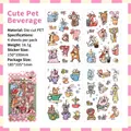 Set of 4 sheets cute pet beverage stickers made of PET for DIY journal decoration - Beverage Buddies