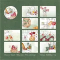 Gedetailleerde weergaven van aquarel voedselstickers uit de Girl's Time washi tape collectie - Groene Stemming