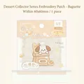 Cute cartoon dog embroidery patch in bakery bread bag theme, 60x60mm size, DIY craft - Baguette Dog Style / 1 Piece