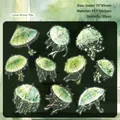 Retro green umbrella decorative stickers set made of PET for DIY journal and scrapbook - 20 Pcs / Lotus Green Tide