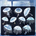 Watercolor blue umbrella PET stickers for scrapbooking and DIY journal decoration - 20 Pcs / Blue Dew Drops