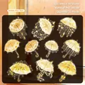 Golden floral umbrella PET waterproof stickers for DIY scrapbooking and journal decoration, 20pcs - 20 Pcs / Golden Marigold