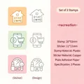 Triple stamp set with leisure lifestyle icons for journaling and scrapbooking - Recreation Theme / 3 Pcs/Set / Casual